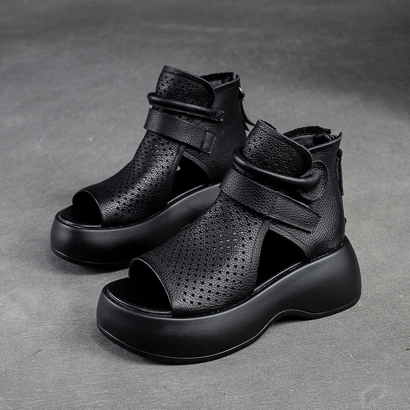 Orthopaedic leather sandals for women with shock-absorbing sole – Meike-Black-2.5-State of Style