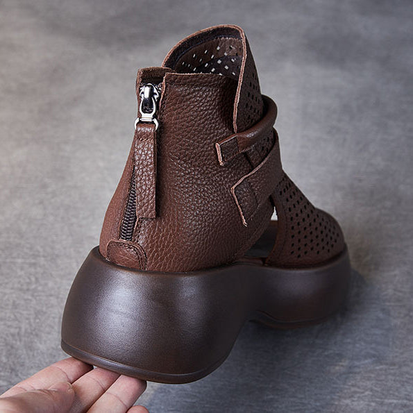 Orthopaedic leather sandals for women with shock-absorbing sole – Meike-Brown-2.5-State of Style