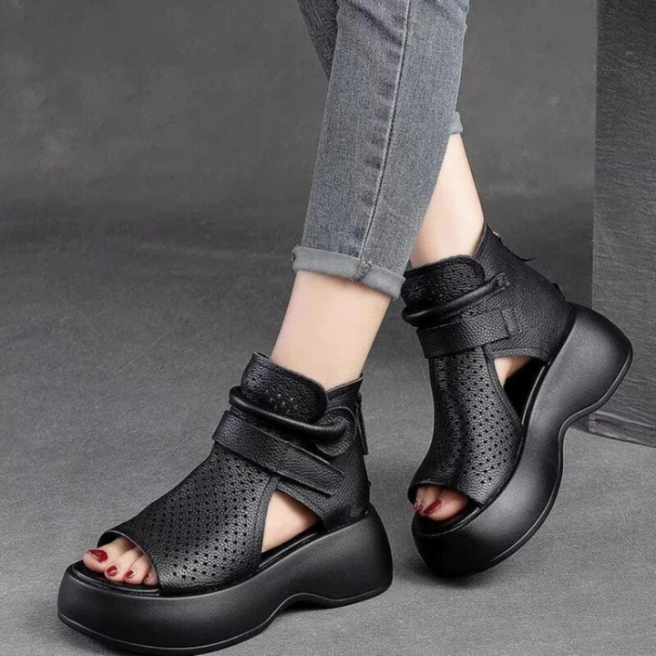 Orthopaedic leather sandals for women with shock-absorbing sole – Meike-Brown-2.5-State of Style