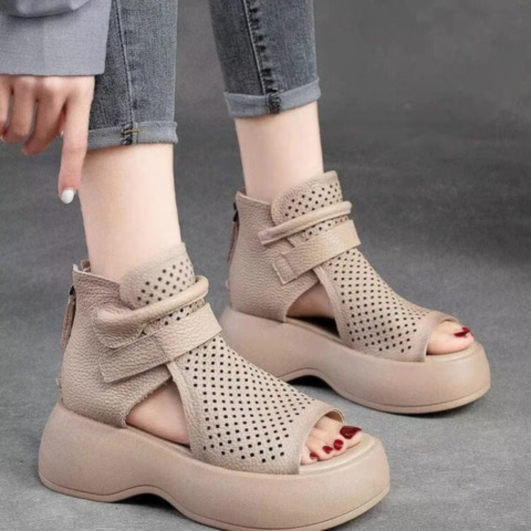 Orthopaedic leather sandals for women with shock-absorbing sole – Meike-Brown-2.5-State of Style