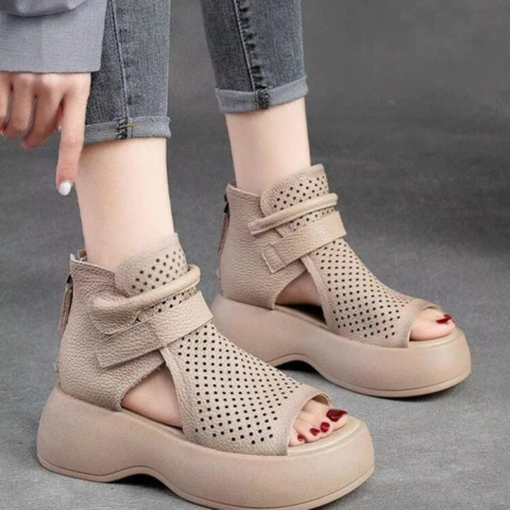Orthopaedic leather sandals for women with shock-absorbing sole – Meike-Brown-2.5-State of Style