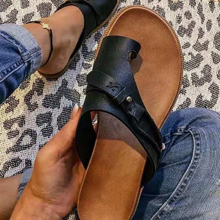 Orthopaedic summer sandals with open toe area – Ziva-Black-3-State of Style