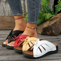 Orthopaedic Wedge Sandals with Arched Knot – Mirella-Red-3-State of Style