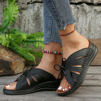Orthopaedic Wedge Sandals with Arched Knot – Mirella-Red-3-State of Style