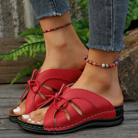 Orthopaedic Wedge Sandals with Arched Knot – Mirella-Red-3-State of Style