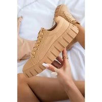 Orthopaedic Women's Sports Shoes with Platform Sole - Mira-Khaki-5-State of Style