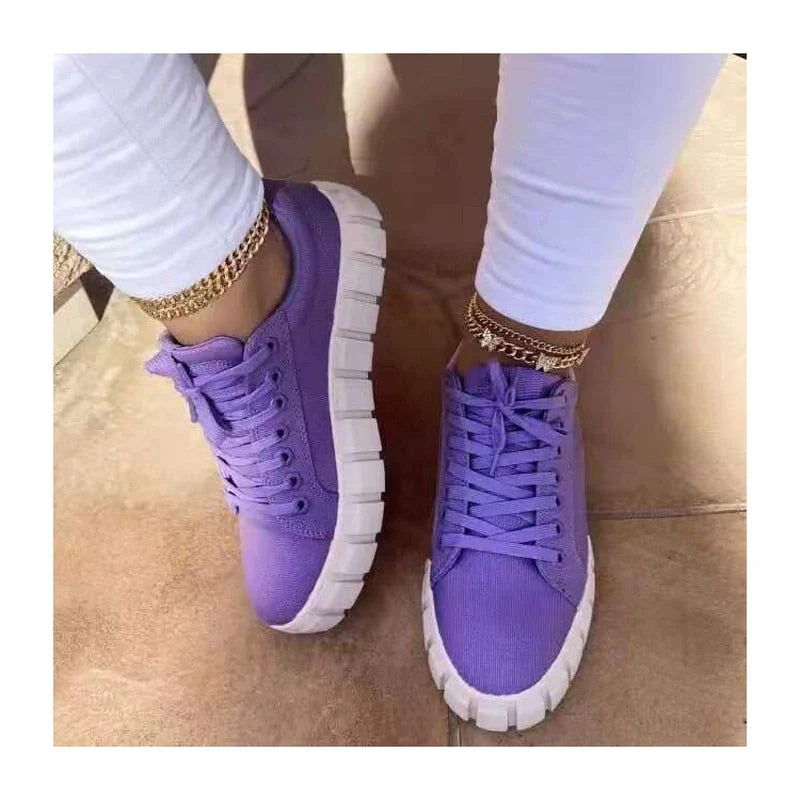 Orthopaedic Women's Sports Shoes with Platform Sole - Mira-Purple White-5-State of Style