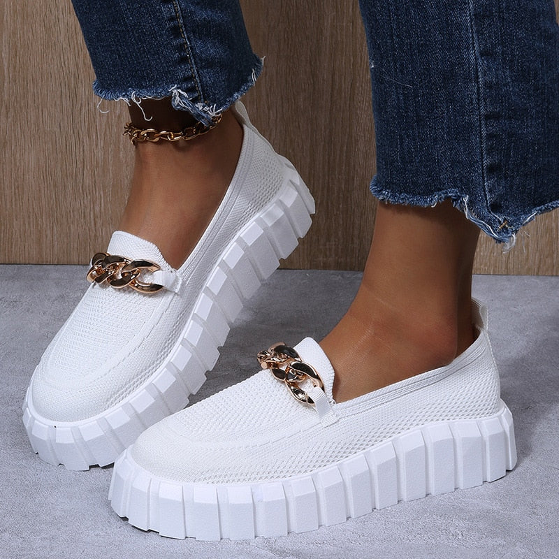 Orthopaedic Women's Sports Shoes with Platform Sole - Mira-White-5-State of Style