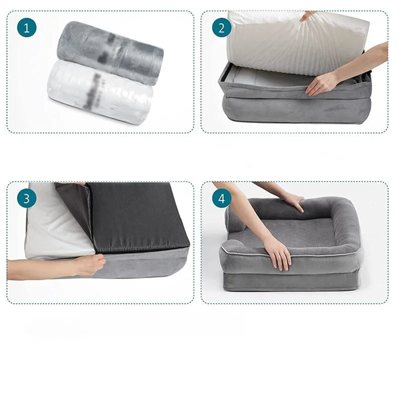 Orthopedic Comfort Dog Bed Grey - Max-70x58x18cm-State of Style