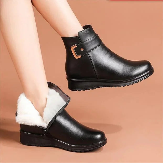 Orthopedic Leather Women's Boots - Ella-Black (Black Lining)-4.5-State of Style