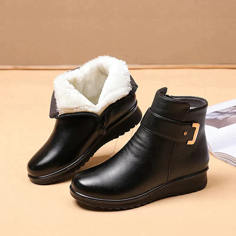 Orthopedic Leather Women's Boots - Ella-Black (White Lining)-4.5-State of Style
