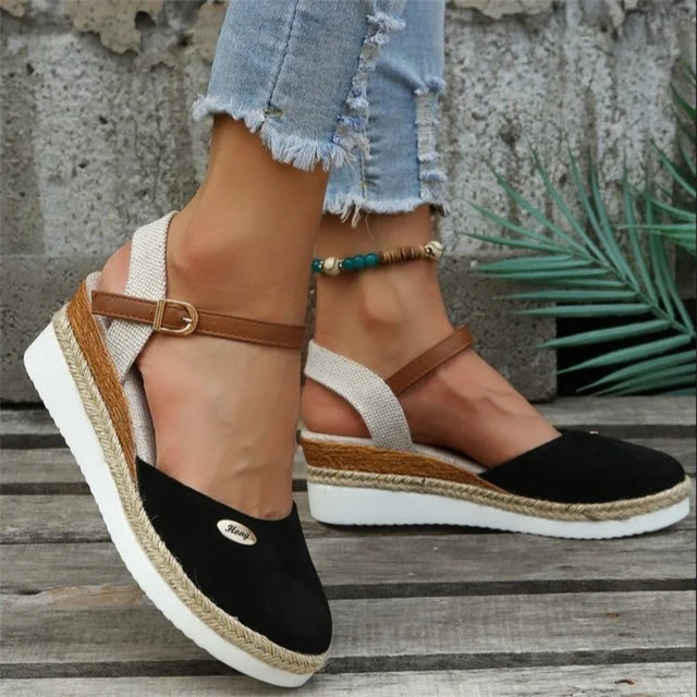 Orthopedic Lightweight Black Sandals - Anna-Black-4-State of Style