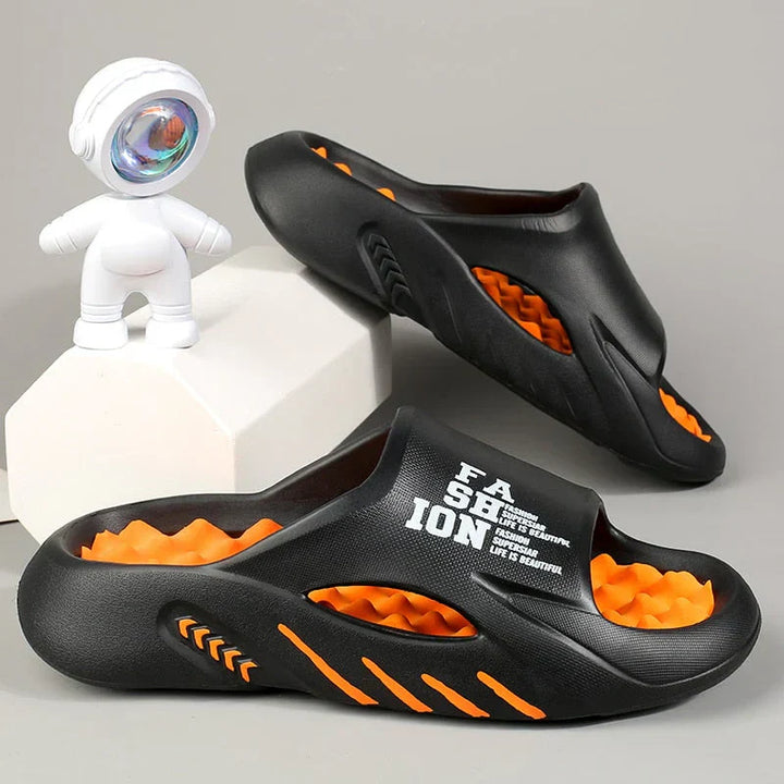 Orthopedic Massage Slippers | Pain Relief | Arch Support-Black Orange-3.5-State of Style