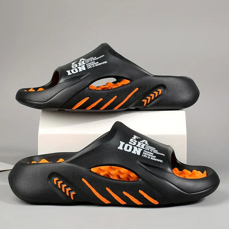 Orthopedic Massage Slippers | Pain Relief | Arch Support-Black Orange-3.5-State of Style