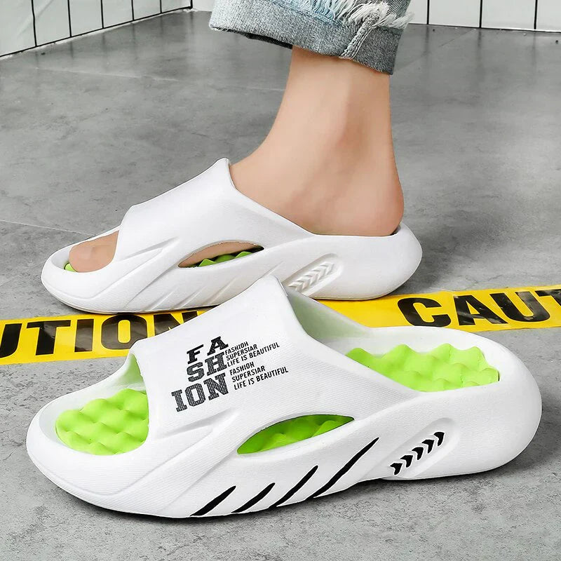 Orthopedic Massage Slippers | Pain Relief | Arch Support-White Green-3.5-State of Style