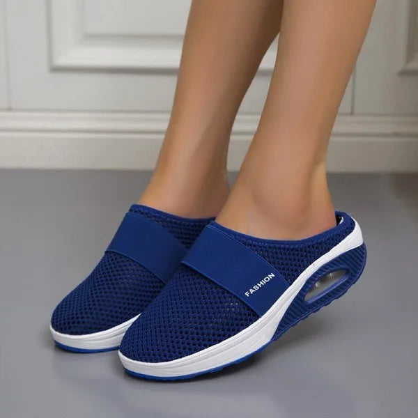 Orthopedische Ademende Zwarte Pantoffels - Lisa-Blauw-35-State of Style