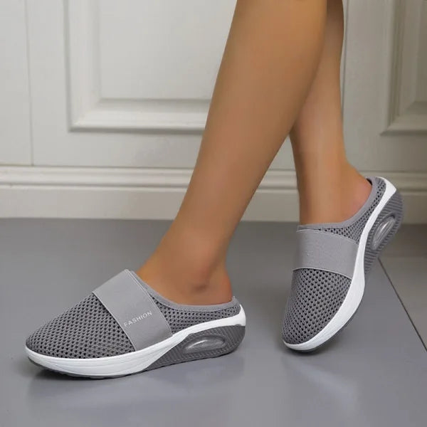 Orthopedische Ademende Zwarte Pantoffels - Lisa-Donkergrijs-35-State of Style