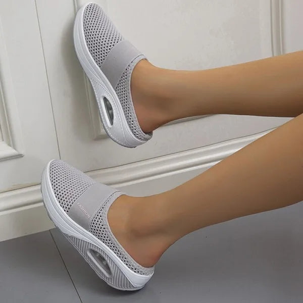 Orthopedische Ademende Zwarte Pantoffels - Lisa-Grijs-35-State of Style