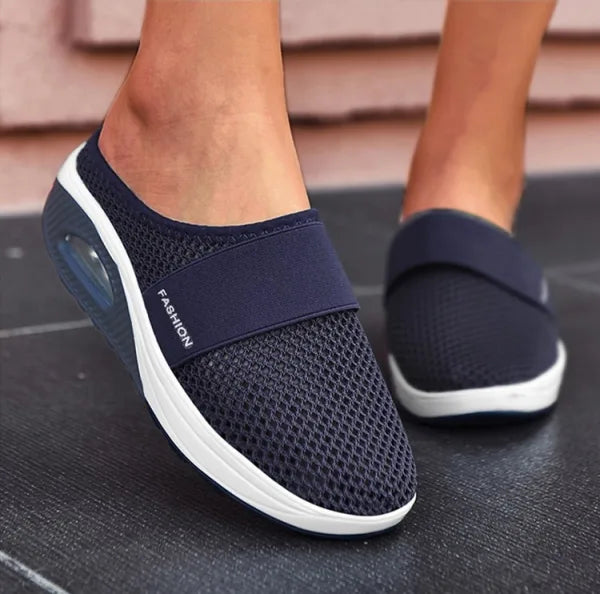 Orthopedische Ademende Zwarte Pantoffels - Lisa-Marineblauw-35-State of Style
