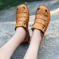 Orthopedische Bruin Geflochtener herensandaal - Lukas-Geel-CN38(EU38.5)-State of Style