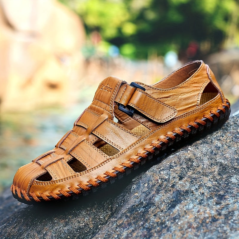 Orthopedische Bruin Geflochtener herensandaal - Lukas-Geel-CN38(EU38.5)-State of Style
