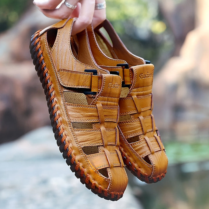 Orthopedische Bruin Geflochtener herensandaal - Lukas-Geel-CN38(EU38.5)-State of Style