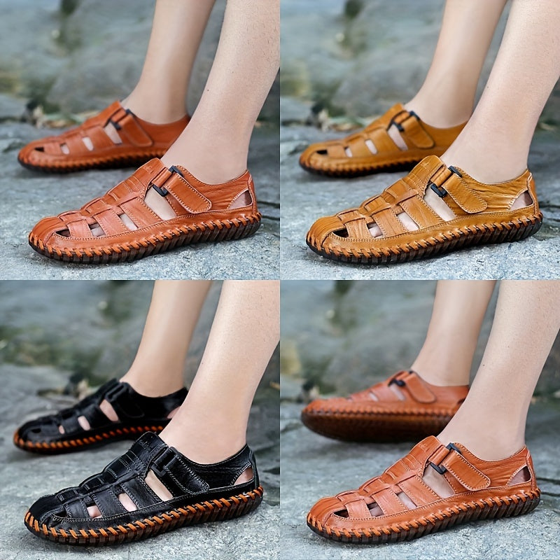 Orthopedische Bruin Geflochtener herensandaal - Lukas-Geel-CN38(EU38.5)-State of Style