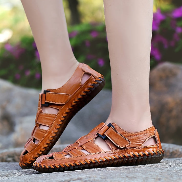 Orthopedische Bruin Geflochtener herensandaal - Lukas-Geel-CN38(EU38.5)-State of Style