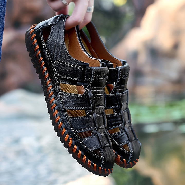 Orthopedische Bruin Geflochtener herensandaal - Lukas-Geel-CN38(EU38.5)-State of Style