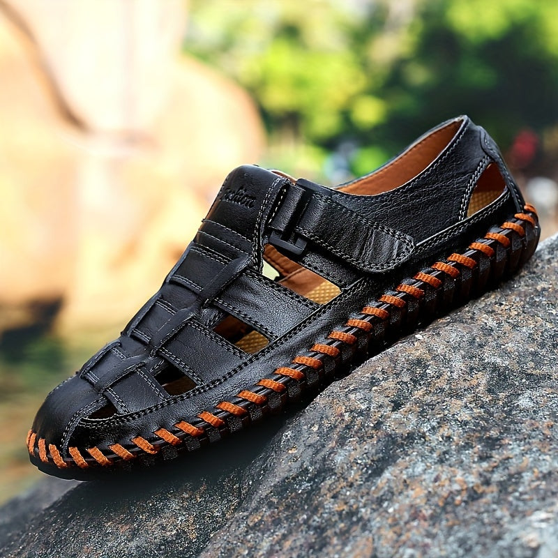 Orthopedische Bruin Geflochtener herensandaal - Lukas-Geel-CN38(EU38.5)-State of Style