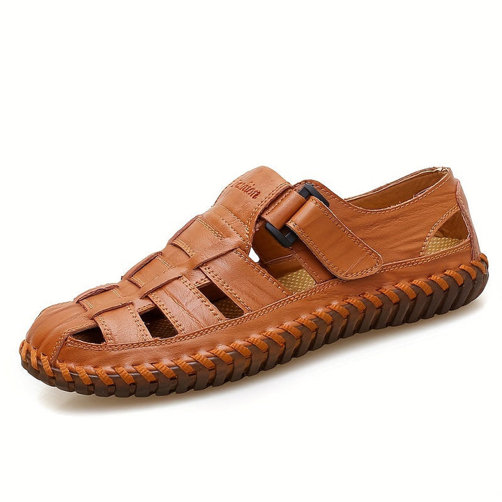Orthopedische Bruin Geflochtener herensandaal - Lukas-Roodbruin-CN38(EU38.5)-State of Style