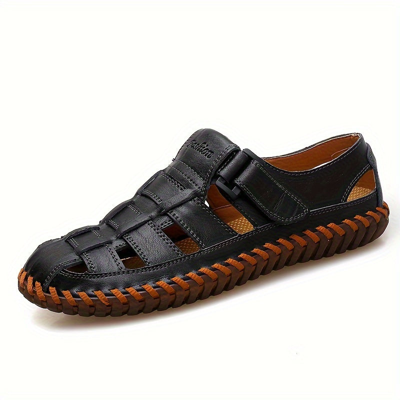 Orthopedische Bruin Geflochtener herensandaal - Lukas-Zwart-CN38(EU38.5)-State of Style