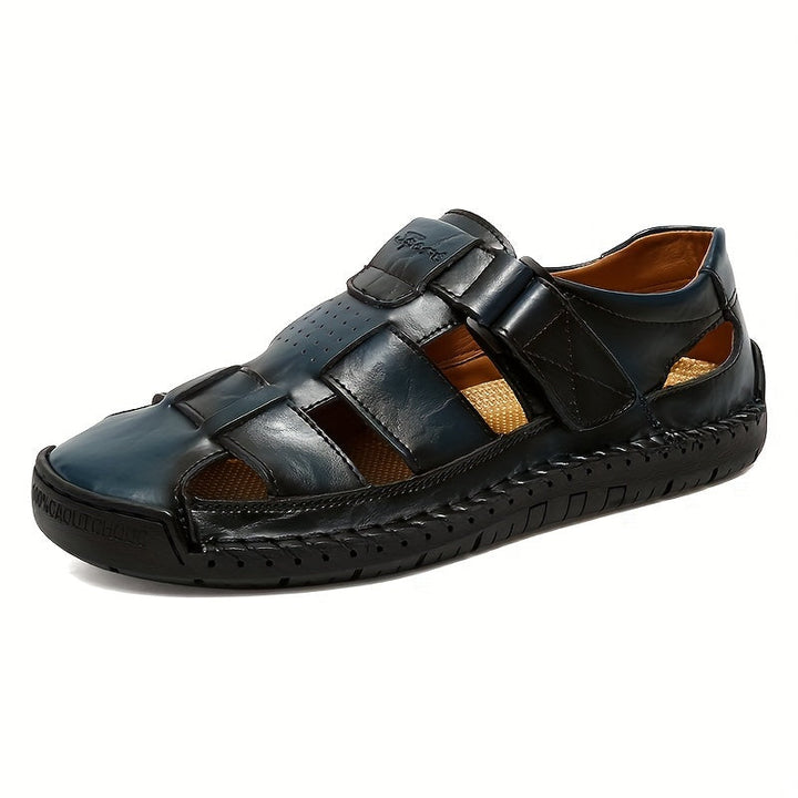 Orthopedische Donkerbruine Leren Sandalen - Thomas-Marineblauw-CN39(EU39.5)-State of Style