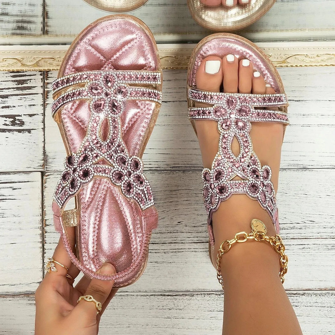 Orthopedische Kristallen Sandalen - Amber-Bruin-37-State of Style