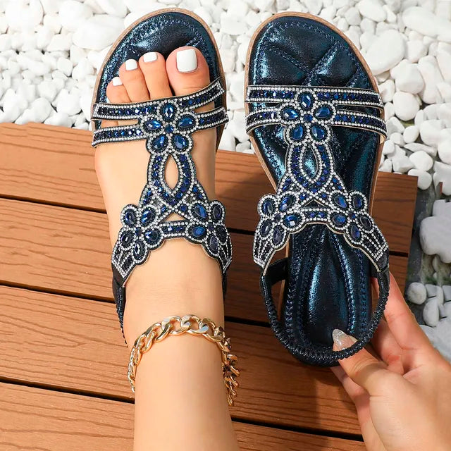 Orthopedische Kristallen Sandalen - Amber-Donkerblauw-37-State of Style