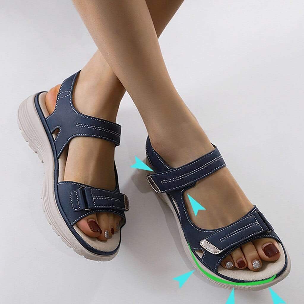 Orthopedische Lichtgewicht Zwarte Sandalen - Anne-Zwart-35-State of Style