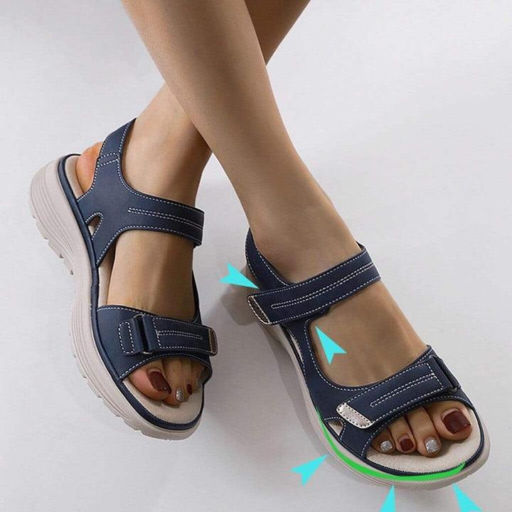 Orthopedische Lichtgewicht Zwarte Sandalen - Anne-Zwart-35-State of Style