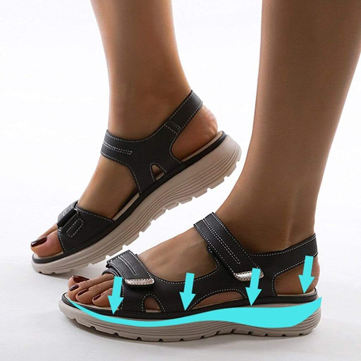 Orthopedische Lichtgewicht Zwarte Sandalen - Anne-Zwart-35-State of Style