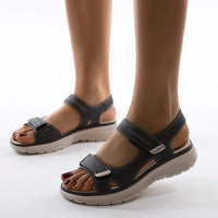 Orthopedische Lichtgewicht Zwarte Sandalen - Anne-Zwart-35-State of Style