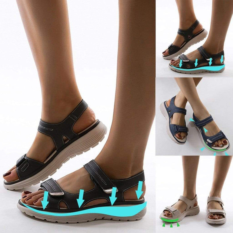 Orthopedische Lichtgewicht Zwarte Sandalen - Anne-Zwart-35-State of Style