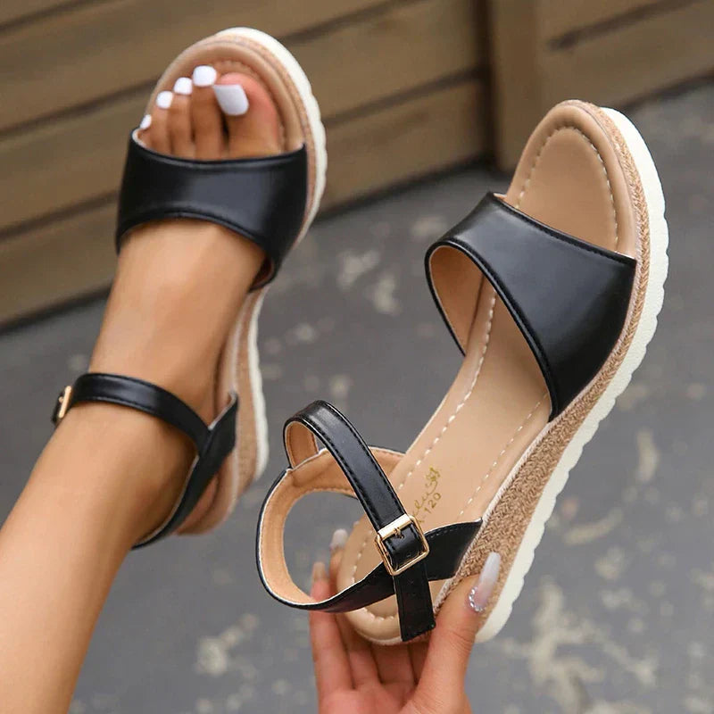 Orthopedische Lichtgewicht Zwarte Sandalen - Maria-Zwart-36-State of Style