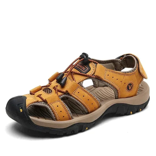 Orthopedische sandalen voor buiten in donkerbruin - Victor-Gouden-38-State of Style
