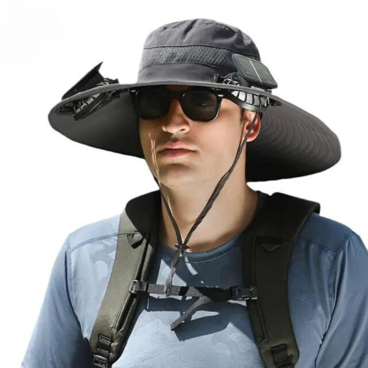 Outdoor sun hat with integrated solar fan – CoolBreeze Solar-A-State of Style