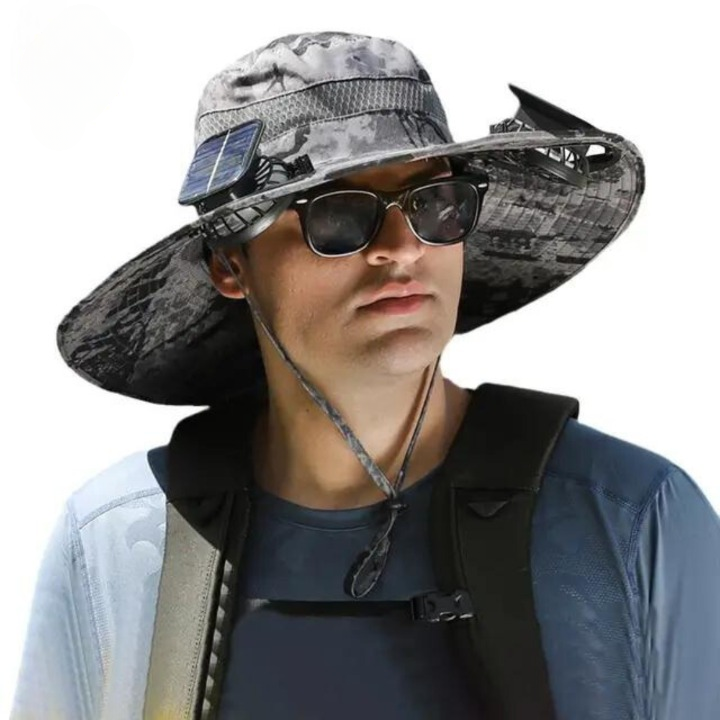 Outdoor sun hat with integrated solar fan – CoolBreeze Solar-F-State of Style