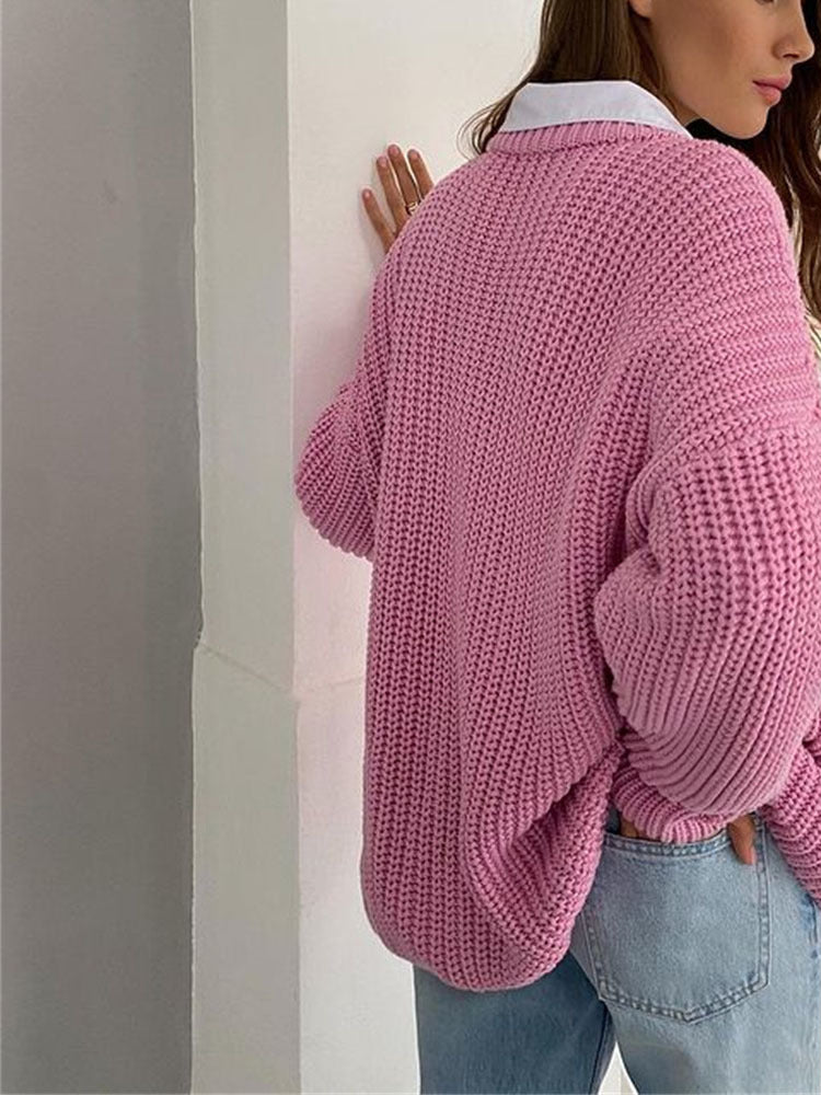 Oversized Chunky Knitted Sweater for Women - Amara-Blue-S-State of Style