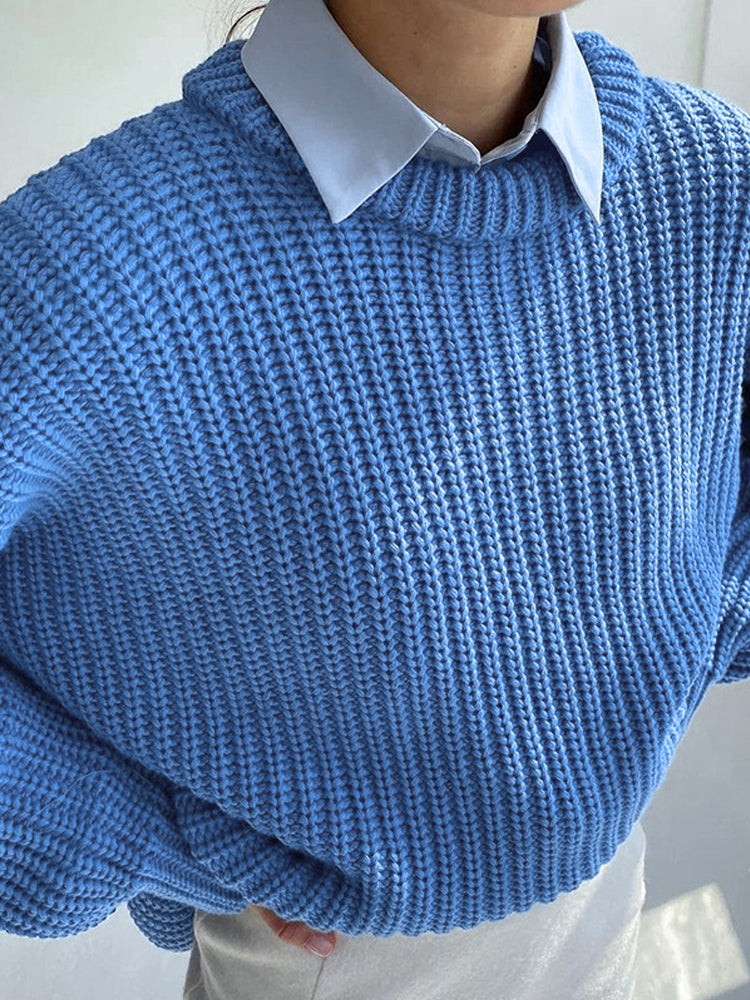 Oversized Chunky Knitted Sweater for Women - Amara-Blue-S-State of Style
