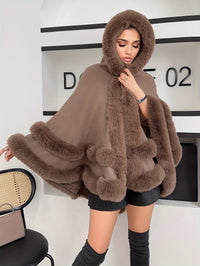 Oversized Furry Cape Coat for Women - Fiona-Beige-S-State of Style