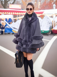 Oversized Furry Cape Jas for Women - Fiona-Bordeaux red-S-State of Style