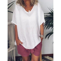 Oversized linen women's T-shirt – Elin-Black-S-State of Style