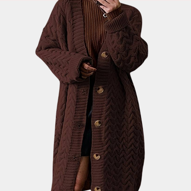 Oversized Long Knitted Women's Cardigan - Noémie-Black-XS-State of Style